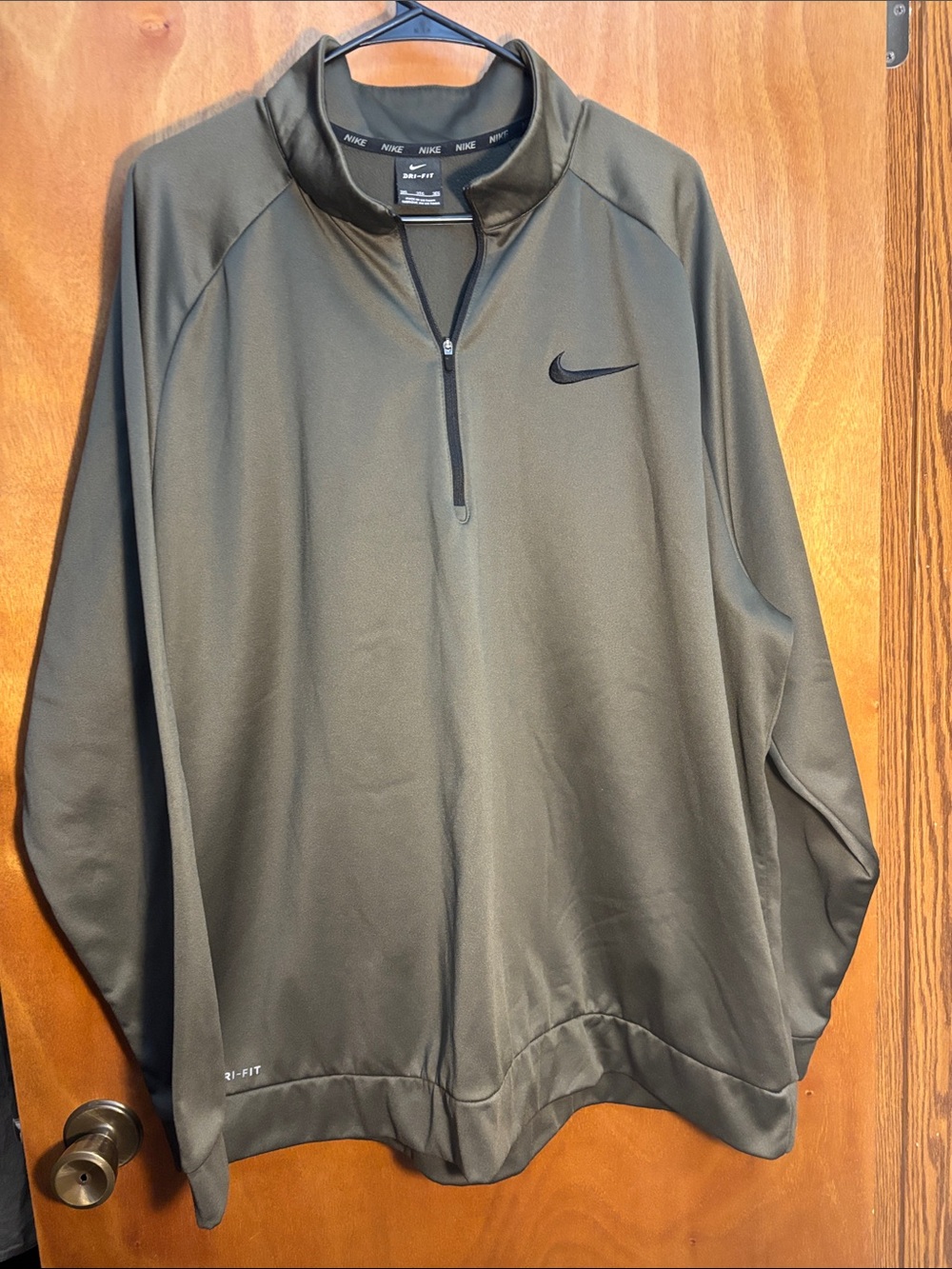 Nike Olive Green Dri-FIT Half-Zip Performance Pullover